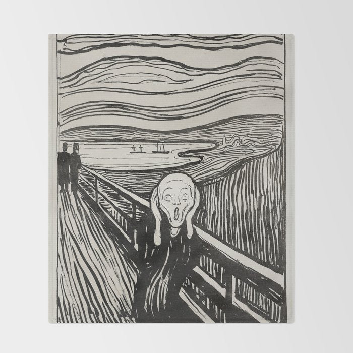 Edvard Munch The Scream Woodblock  Throw Blanket Gallery Image 2