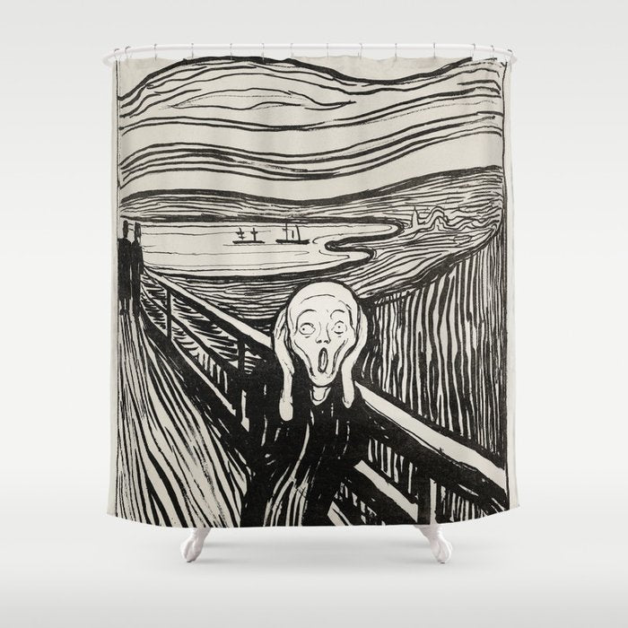 Edvard Munch The Scream Woodblock  Shower Curtain Gallery Image 1