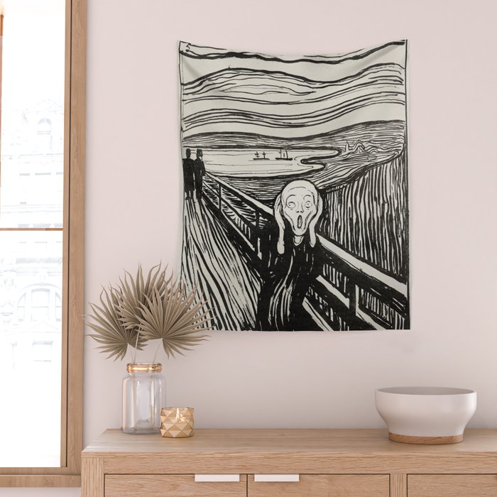 Edvard Munch The Scream Woodblock  Wall Tapestry Gallery Image 2
