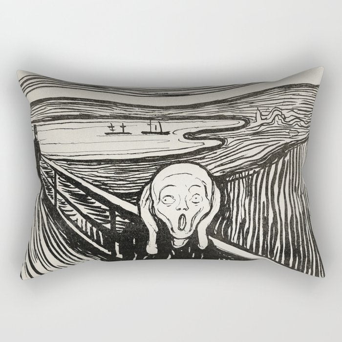 Edvard Munch The Scream Woodblock  Rectangular Pillow Gallery Image 1