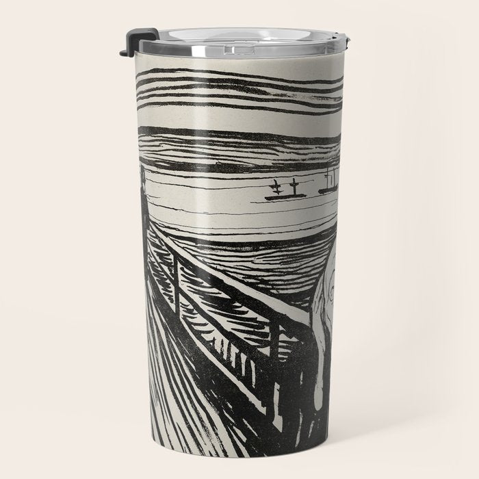 Edvard Munch The Scream Woodblock  Travel Mug Gallery Image 3