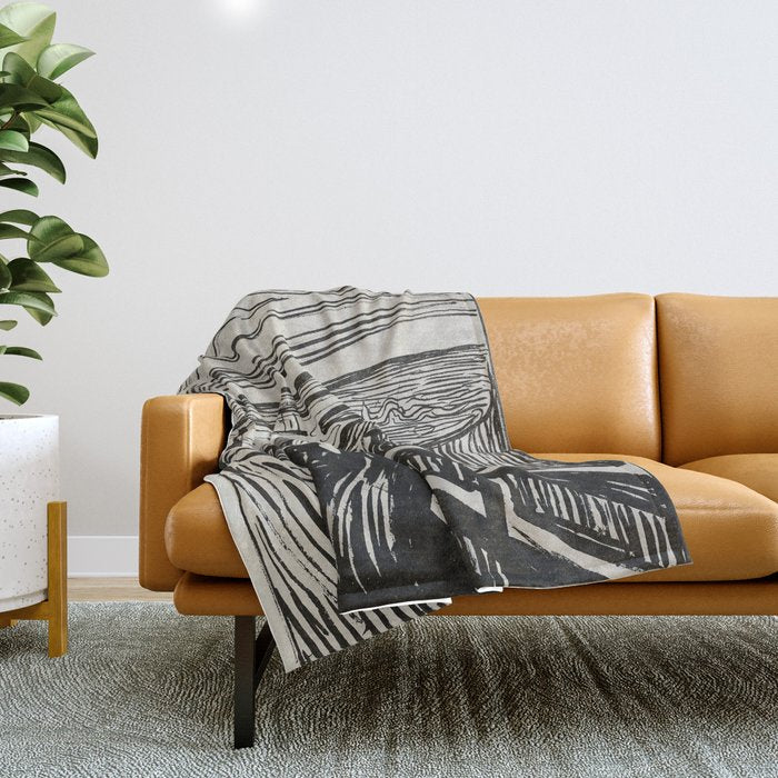 Edvard Munch The Scream Woodblock  Throw Blanket Gallery Image 1