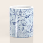 Coral Reef Life Underwater Sea Scene Blue Monochromatic Toile Pattern  Coffee Mug Gallery Image 4