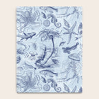 Coral Reef Life Underwater Sea Scene Blue Monochromatic Toile Pattern  Notebook Gallery Image 4