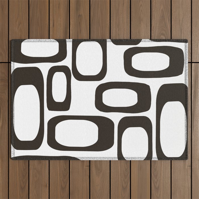 Mid Century Modern Shapes Black And White #society6 #buyart Outdoor Rug Gallery Image 1
