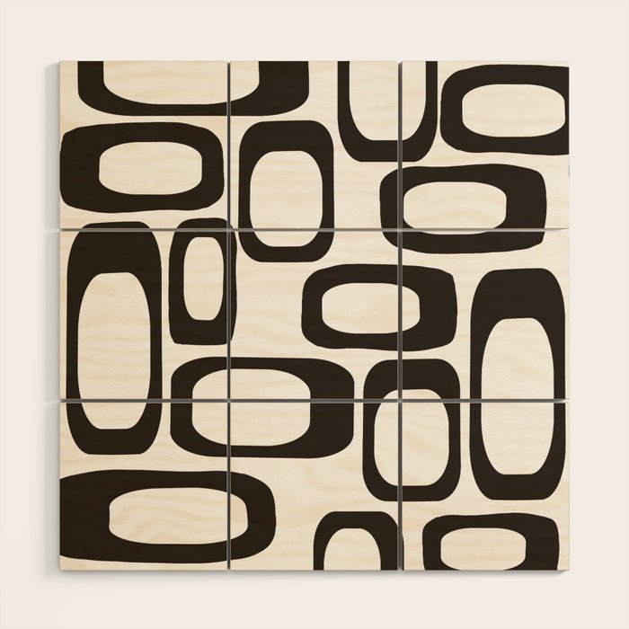 Mid Century Modern Shapes Black And White #society6 #buyart Wood Wall Art Gallery Image 1