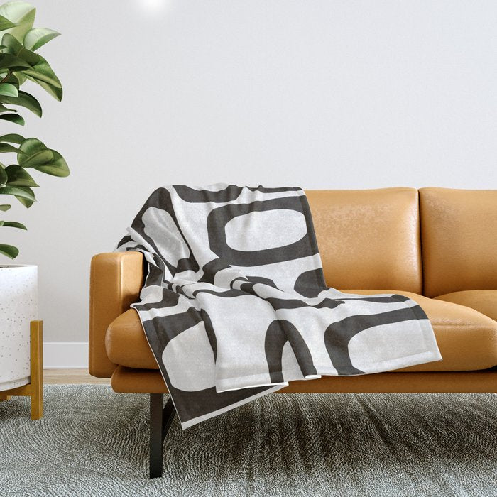 Mid Century Modern Shapes Black And White #society6 #buyart Throw Blanket Gallery Image 1