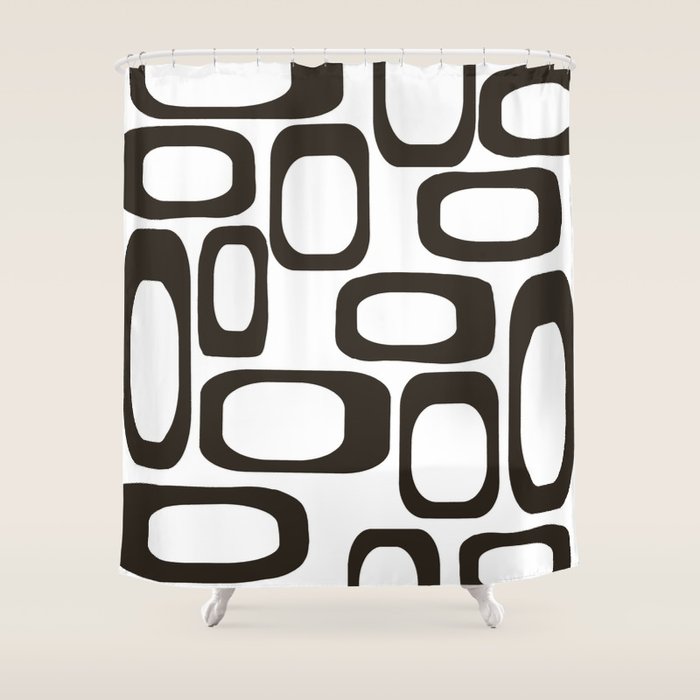 Mid Century Modern Shapes Black And White #society6 #buyart Shower Curtain Gallery Image 1