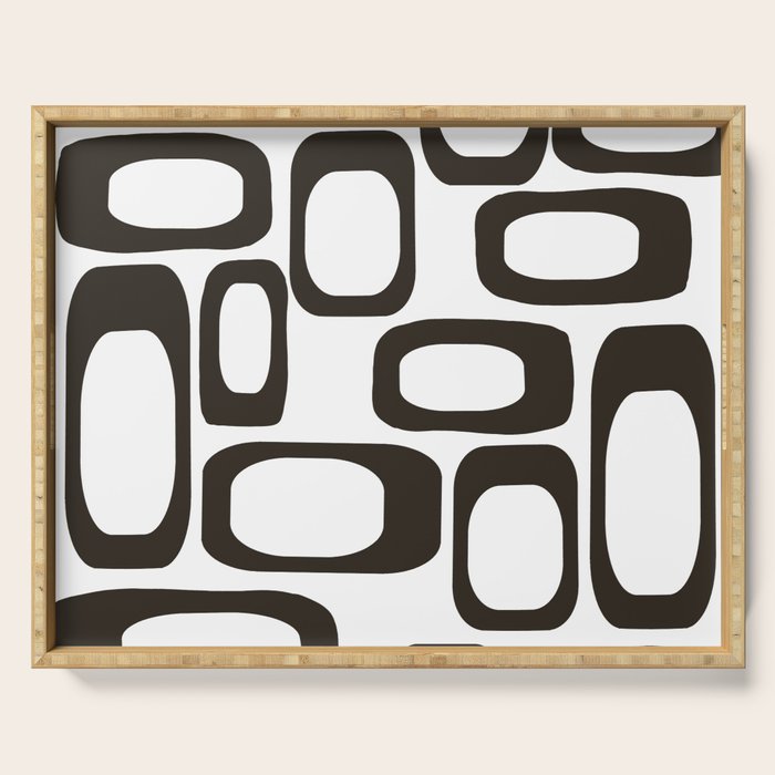 Mid Century Modern Shapes Black And White #society6 #buyart Serving Tray Gallery Image 1