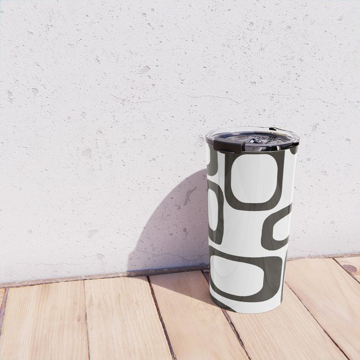 Mid Century Modern Shapes Black And White #society6 #buyart Travel Mug Gallery Image 4