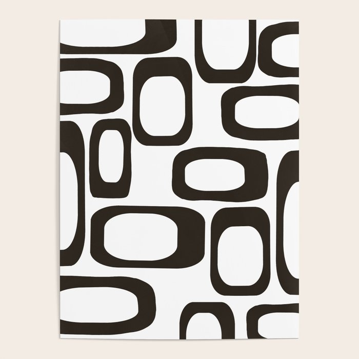 Mid Century Modern Shapes Black And White #society6 #buyart Poster Gallery Image 1