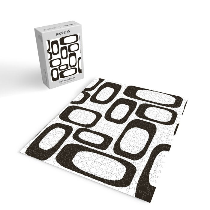 Mid Century Modern Shapes Black And White #society6 #buyart Jigsaw Puzzle Gallery Image 2