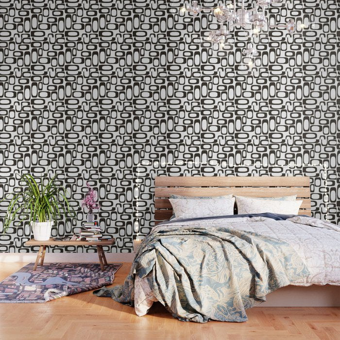 Mid Century Modern Shapes Black And White #society6 #buyart Wallpaper Gallery Image 1