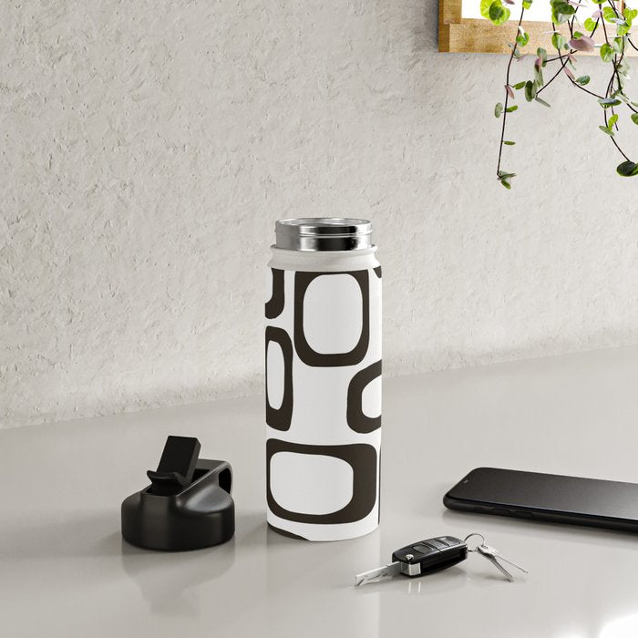 Mid Century Modern Shapes Black And White #society6 #buyart Water Bottle Gallery Image 4