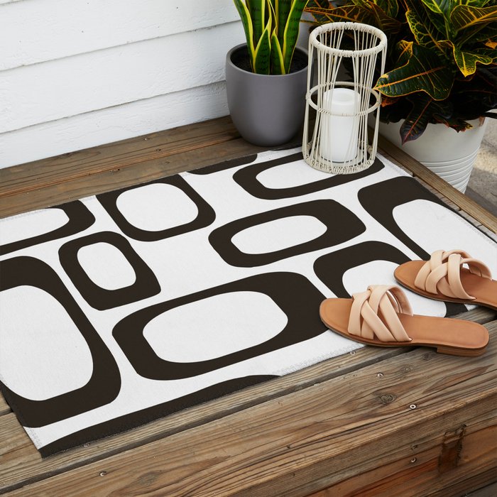 Mid Century Modern Shapes Black And White #society6 #buyart Outdoor Rug Gallery Image 2