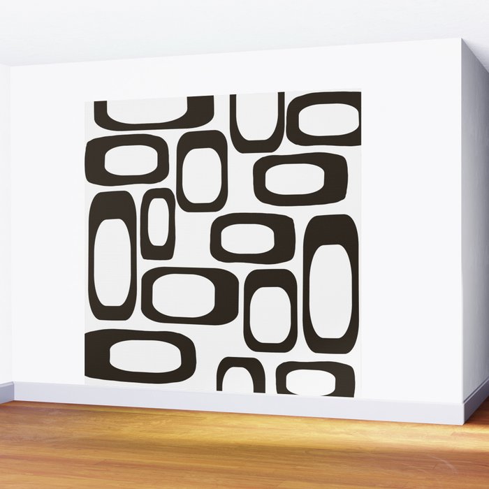 Mid Century Modern Shapes Black And White #society6 #buyart Wall Mural Gallery Image 2