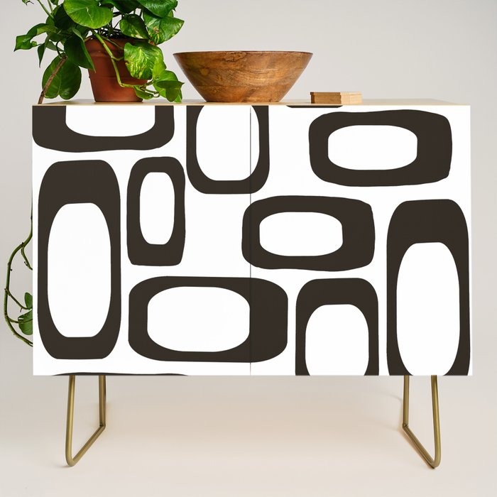 Mid Century Modern Shapes Black And White #society6 #buyart Credenza Gallery Image 1