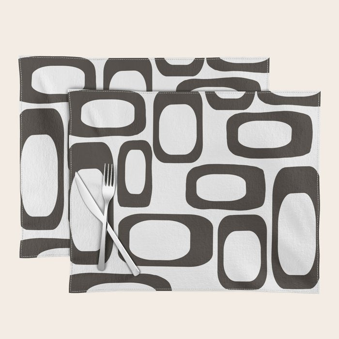 Mid Century Modern Shapes Black And White #society6 #buyart Placemat Gallery Image 1