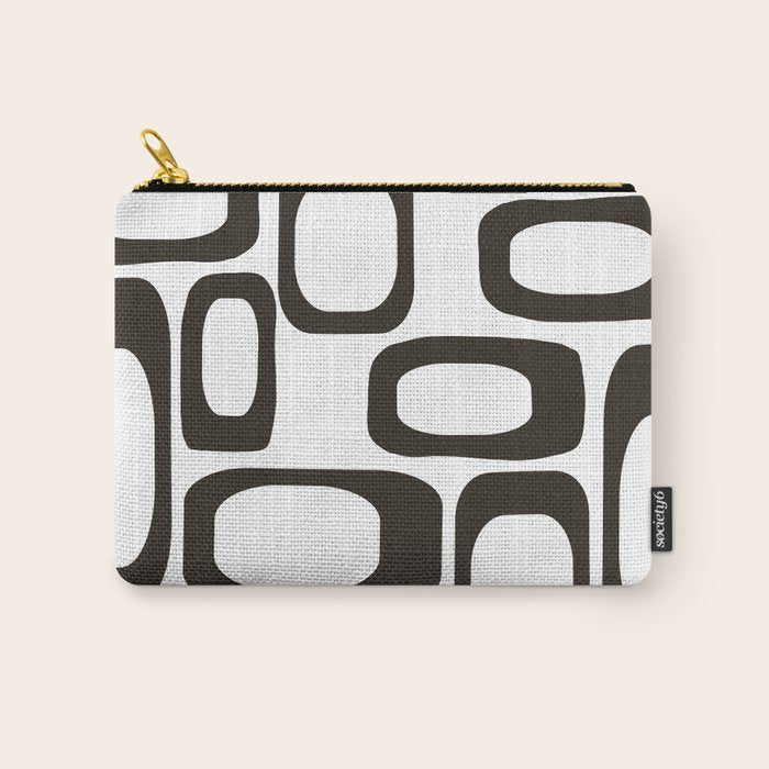 Mid Century Modern Shapes Black And White #society6 #buyart Carry All Pouch Gallery Image 1