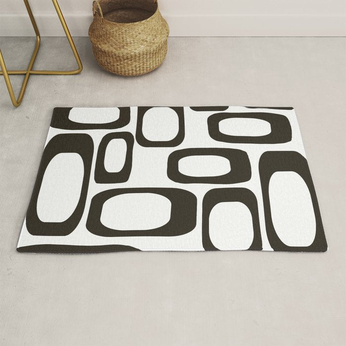 Mid Century Modern Shapes Black And White #society6 #buyart Rug Gallery Image 1