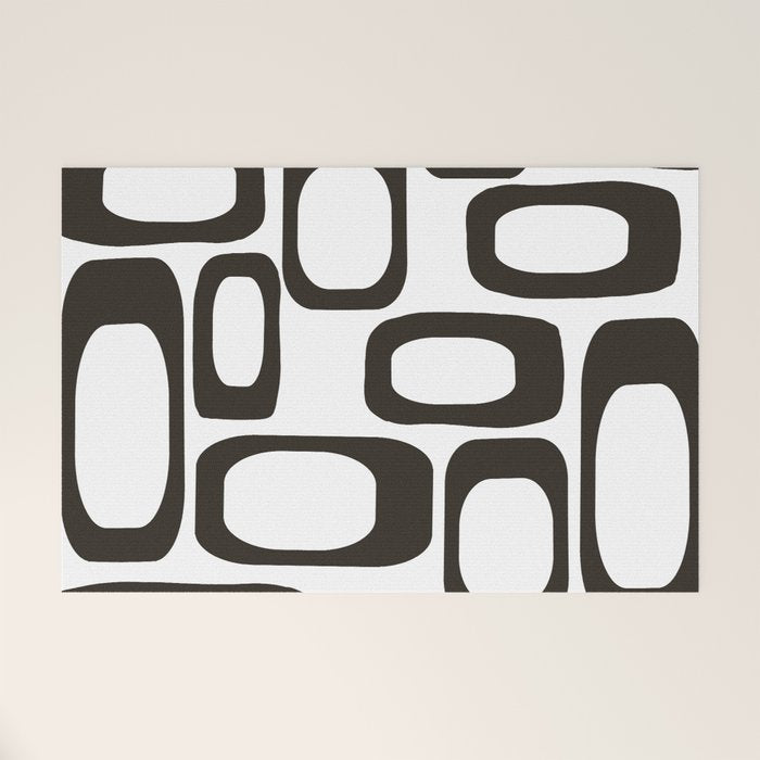 Mid Century Modern Shapes Black And White #society6 #buyart Welcome Mat Gallery Image 1