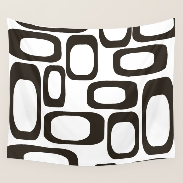 Mid Century Modern Shapes Black And White #society6 #buyart Wall Tapestry Gallery Image 1