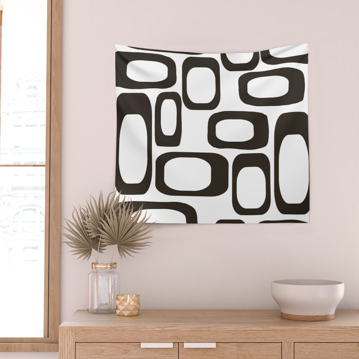 Mid Century Modern Shapes Black And White #society6 #buyart Wall Tapestry Gallery Image 2
