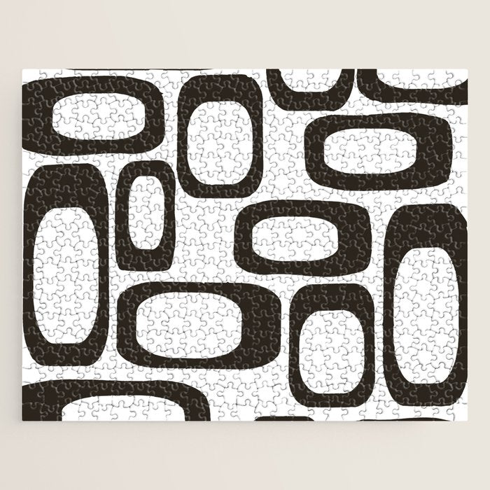 Mid Century Modern Shapes Black And White #society6 #buyart Jigsaw Puzzle Gallery Image 1