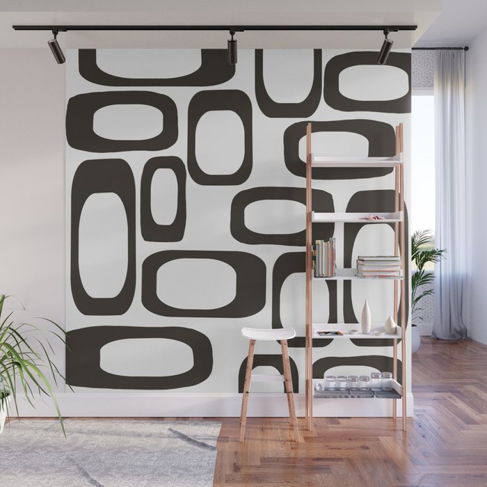 Mid Century Modern Shapes Black And White #society6 #buyart Wall Mural Gallery Image 1