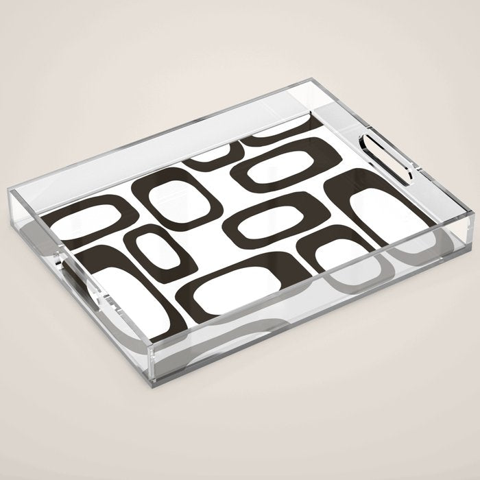 Mid Century Modern Shapes Black And White #society6 #buyart Acrylic Tray Gallery Image 1