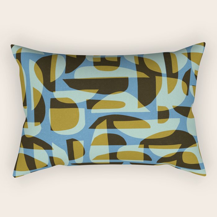 Simple Hand-cut Pattern #5 / Blue & Brown Rectangular Pillow Gallery Image 2