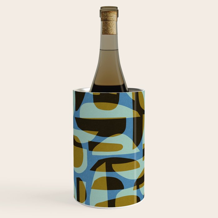 Simple Hand-cut Pattern #5 / Blue & Brown Wine Chiller Gallery Image 1