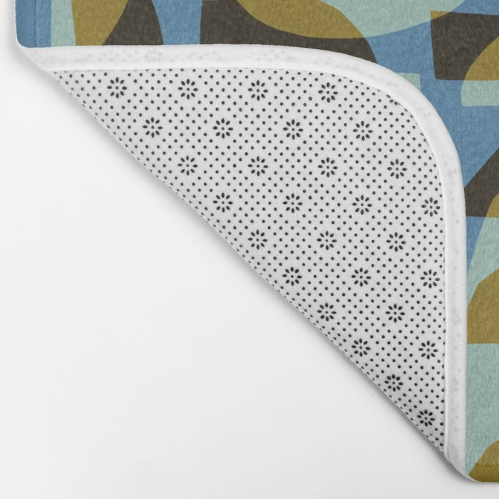 Simple Hand-cut Pattern #5 / Blue & Brown Bath Mat Gallery Image 2