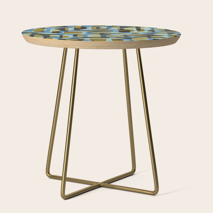 Simple Hand-cut Pattern #5 / Blue & Brown Side Table Gallery Image 1