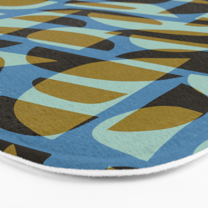 Simple Hand-cut Pattern #5 / Blue & Brown Bath Mat Gallery Image 3