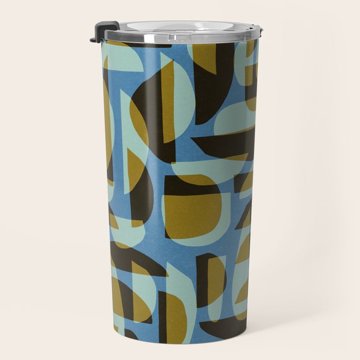 Simple Hand-cut Pattern #5 / Blue & Brown Travel Mug Gallery Image 3