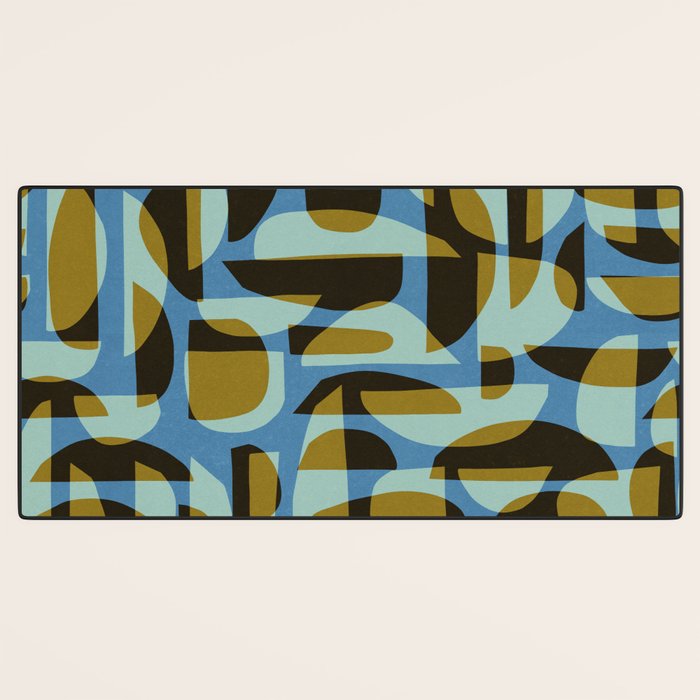 Simple Hand-cut Pattern #5 / Blue & Brown Desk Mat Gallery Image 3