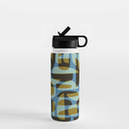 Simple Hand-cut Pattern #5 / Blue & Brown Water Bottle Gallery Image 1
