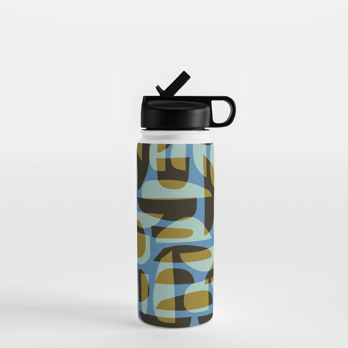 Simple Hand-cut Pattern #5 / Blue & Brown Water Bottle Gallery Image 1