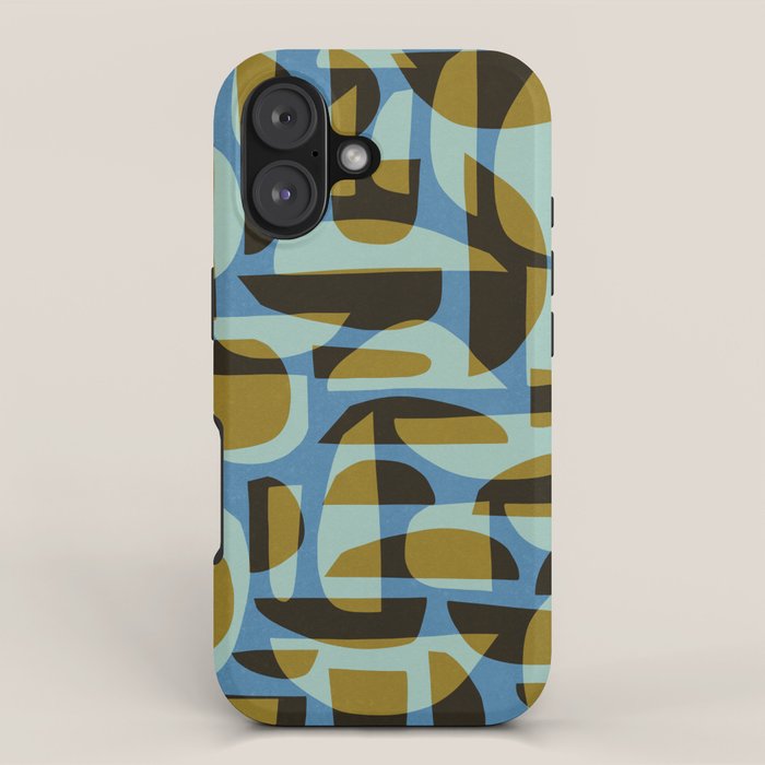 Simple Hand-cut Pattern #5 / Blue & Brown iPhone Case Gallery Image 1