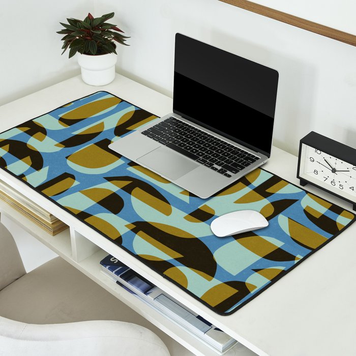 Simple Hand-cut Pattern #5 / Blue & Brown Desk Mat Gallery Image 2