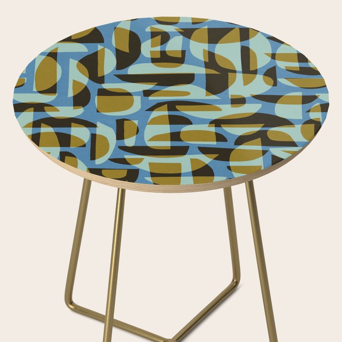 Simple Hand-cut Pattern #5 / Blue & Brown Side Table Gallery Image 2
