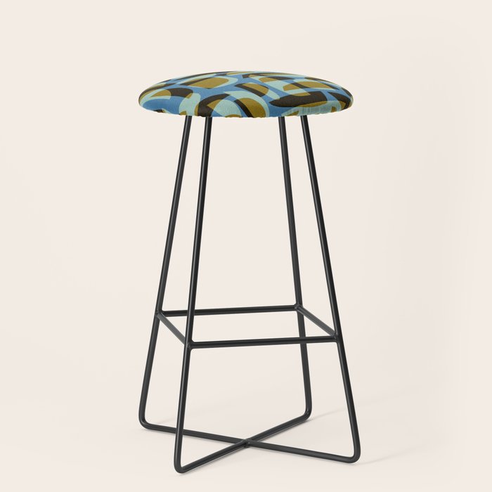 Simple Hand-cut Pattern #5 / Blue & Brown Stool Gallery Image 1