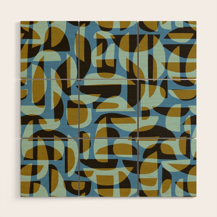 Simple Hand-cut Pattern #5 / Blue & Brown Wood Wall Art Gallery Image 1