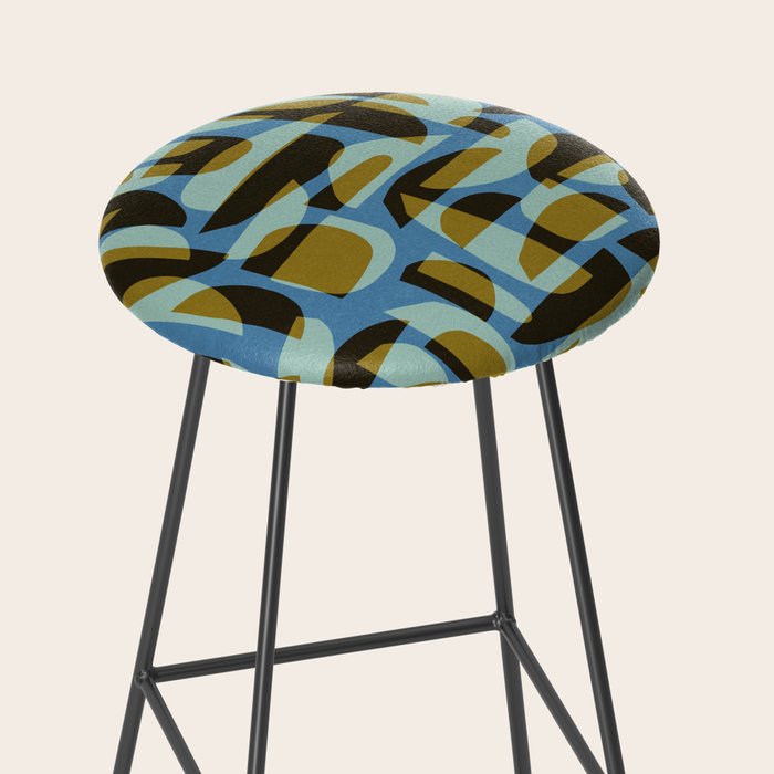 Simple Hand-cut Pattern #5 / Blue & Brown Stool Gallery Image 2