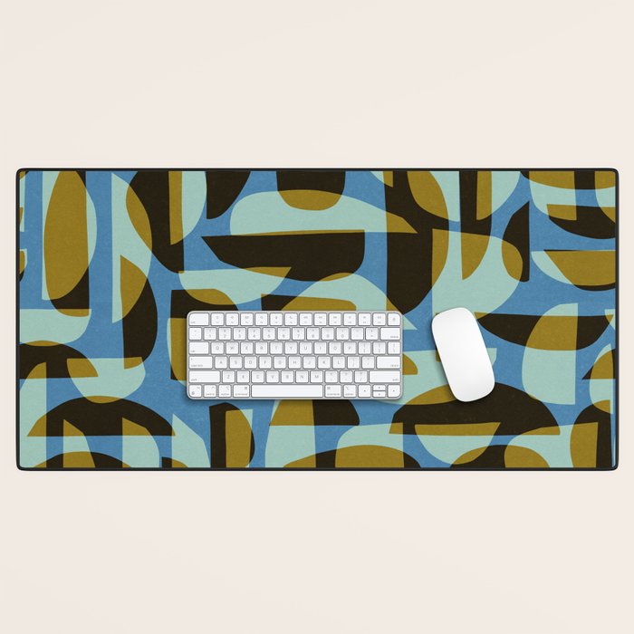 Simple Hand-cut Pattern #5 / Blue & Brown Desk Mat Gallery Image 1
