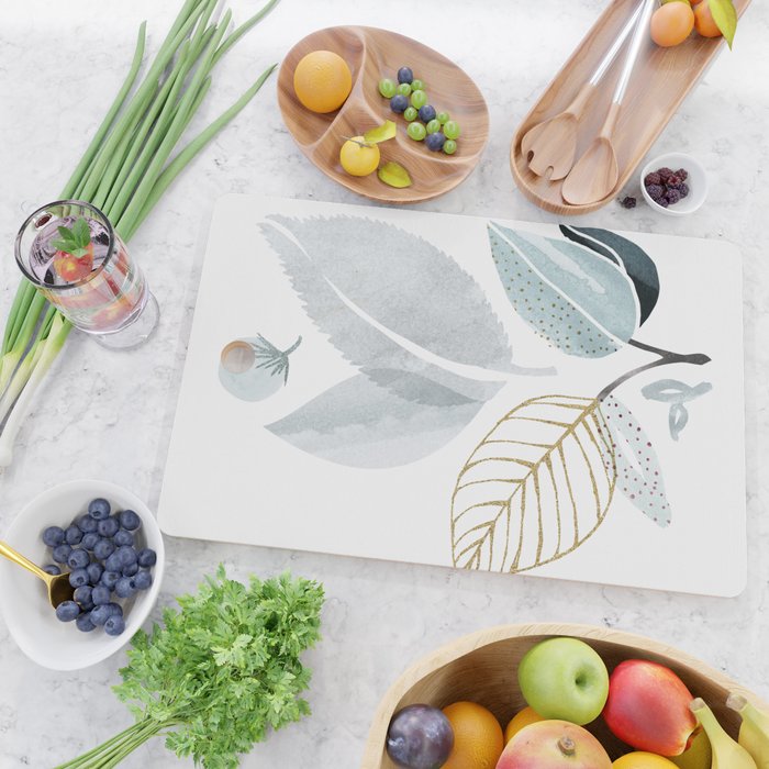 Abstract Botanical Herbs Watercolor Cutting Board Gallery Image 2