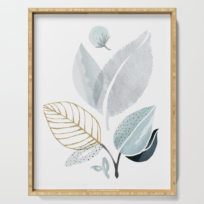 Abstract Botanical Herbs Watercolor Serving Tray Gallery Image 1