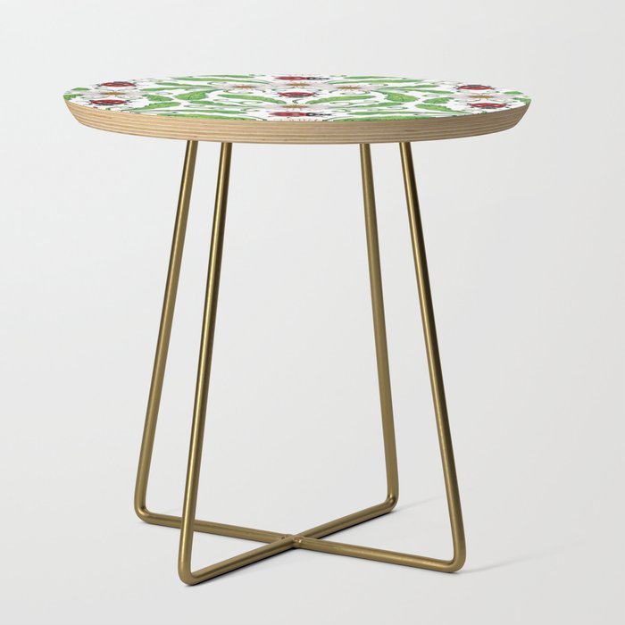 Ladybugs & Daisies - Cute Floral Bug Pattern with Ladybirds Side Table Gallery Image 1