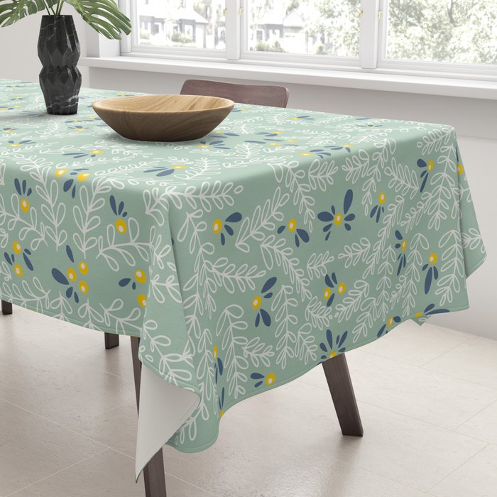 Wonderful holiday joy twigs mint Tablecloth Gallery Image 3